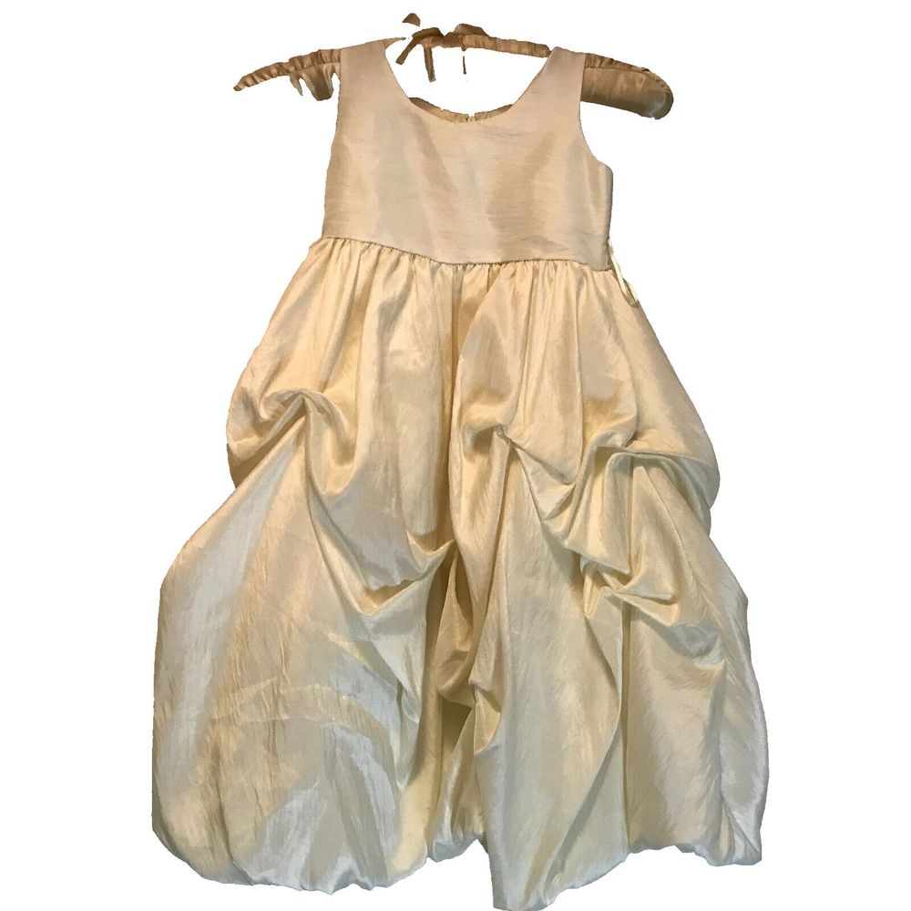 Good Girl Special Occasion Satin Tiered Bubble Ivory Dress size 2 fit Y4-5 US